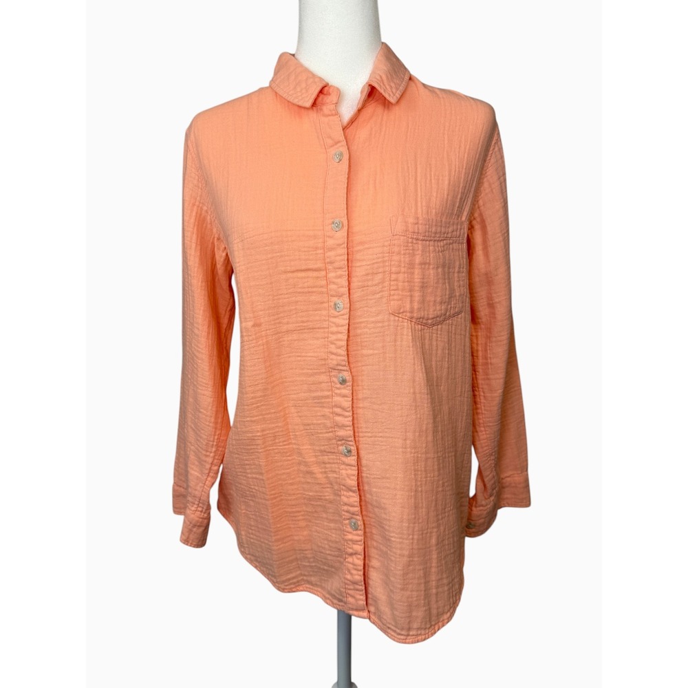 Universal Thread M Coral Cotton Gauze Button Front Shirt Lightweight Casual